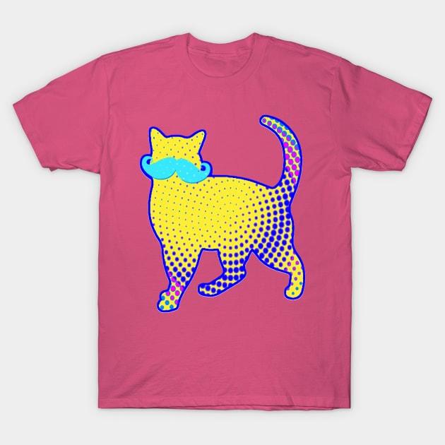 Funky Mustache Cat T-Shirt by AlondraHanley